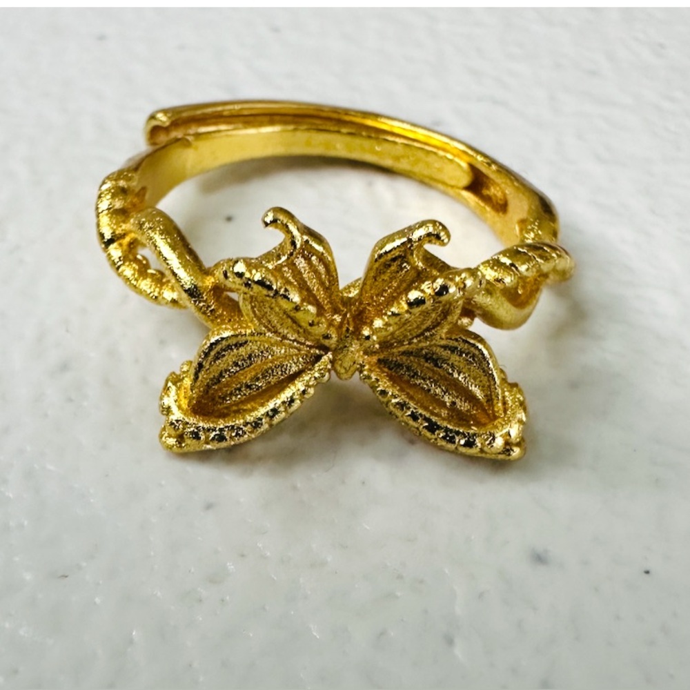 Elegant 18 Karat  Gold Plated Butterfly Ring